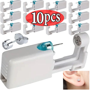 1/10Pcs Safety Ear Piercing Gun Kit White Disposable Disinfect Safety Earring Piercer Machine Studs Nose CLip Body Piercing Tool - Stereotech