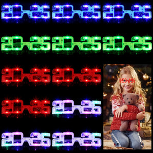 12Pcs 2025 Light Up Glasses 2025 LED Party Glasses Neon Party Eyewear 3 Flashing Modes For New Year Graduation Celebrations