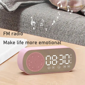 Wireless Bluetooth Speaker Clock Dual Alarm Support TF Card FM Radio HIFI Sound Quality Digital Desk Clocks Home Decoration