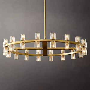 Modern Fashion Large Circular Chandelier Indoor Villa Living Room Decoration Luxury Crystal Ceiling Hanging Pendant Lamp