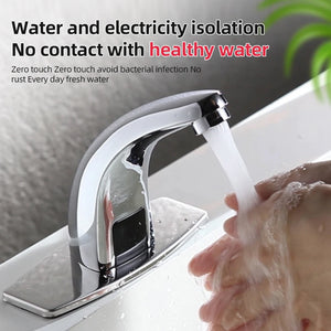 Kitchen Faucet Touchless Battery Operated Automatic Motion Sensor Hands Free Electronic Infrared Smart Bathroom Faucet 1 Hole