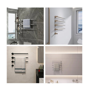 Golden Bathroom Electric Bath Towel Warmer, Hidden Connection, Thermostatic Heating Shelf Rack, Household, 55 ℃, Five-Bar - Stereotech