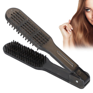 Pro Hairdressing Straightener Hairbrush Nylon Hair Straightening Double Brushes V Shape Comb Clamp Styling Tools Brush