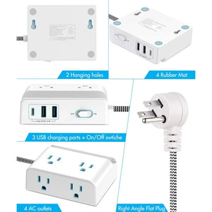 Smart power strip  us smart outlet wall plug adapt surge protector  110v 5V 2.4A usb c hub electrical socket with usb charger