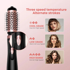 Hair Dryer Brush 3-in-1 Rotating Round Hot Air Spin Brush Set 2 Detachable Auto Rotating Curling Brush Hot Air Styler