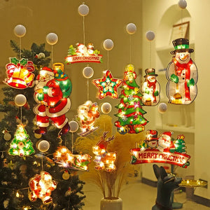 Christmas LED Suction Cup Light Santa Elk Window Styling Light Christmas Tree Holiday Lights Christmas Decoration Light