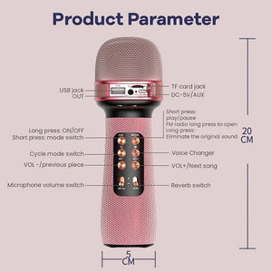 Professional Wireless Bluetooth Karaoke Microphone Portable Music Sing Mic Voice Changing Audio Speaker Player Accessory