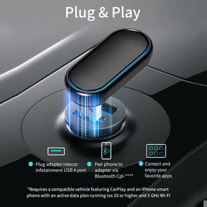 2025 New 360° Rotatable Wireless CarPlay Android Auto Wireless Adapter Mini Box Plug and Play , Wifi Fast Connection No Shade