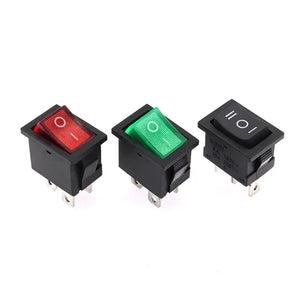 100pcs KCD1 4Pin 2Pin 3Pin 21*15mm ON-OFF Black Boat Car Rocker Switch 6A/250V 10A/125V AC With Red Green Light Switch