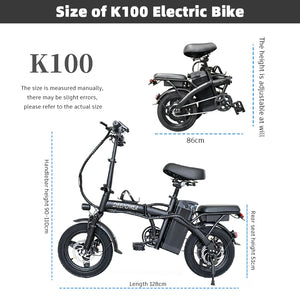 ZPW Ebike K100 400W 48V 30AH Electric bike Adult Fat Tire Folding Electric Bicycle City Commuter Electric Bike Urban Ebike