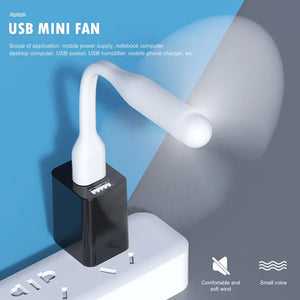 USB Small Fan Flexible Bendable Fan For Power Bank Laptop PC AC Charger Portable Hand Cool Mini Fan For Computer Summer Gadget - Stereotech