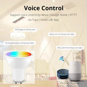 AUBESS Tuya WiFi Smart LED GU10 Bulbs - RGB Dimmable Lamps - Works with Alexa & Google Home