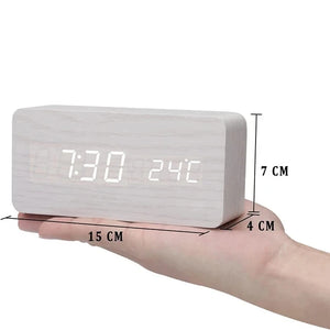 Alarm Clock for Bedrooms Bedside Table Wooden Desk Decor Wake Up Table Clock With Temperature Led Digital Clock Light Dawn