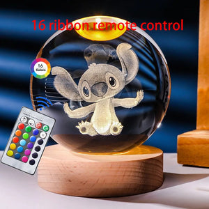 Hot 6cm 3D Crystal Ball Stitch 16 colors can be remotely controlled Crystal Planet Night Light Laser Carving Children's Gifts