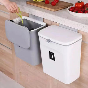 7L / 9L Wall Mounted Trash Can Bin With Lid Waste Bin Kitchen Cabinet Door Hanging Trash Bin Garbage Car Recycle Dustbin Rubbish