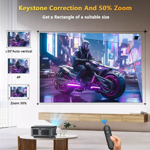 XIWBSY 25000 Lumens Android 4K Projector 1080P Native WiFi6 Auto Keystone Dolby Projector Office Home Theater Beamer Proyector