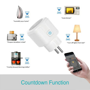 16A Tuya WiFi EU Smart Plug Outlet Power Monitor Wireless Socket Remote Timer Electrical Control For Google Home Alexa Alice