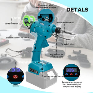 75W Cordless Soldering Iron Kit for Makita 18V Battery Fast Welding Tools with Digital Display Electric Solder Gun (No Battery)