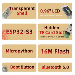 LILYGO® T-Dongle-S3 ESP32-S3 Development Board With Screen Dongle 0.96 inch ST7735 LCD Display Support WiFi Bluetooth TF Card