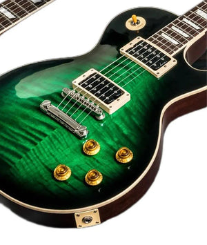 1959 Slash Anaconda Burst Flame Maple Top Green Electric Guitar Dark Brown Mahogany Body, Tuilp Tuners, Chibson Guitars