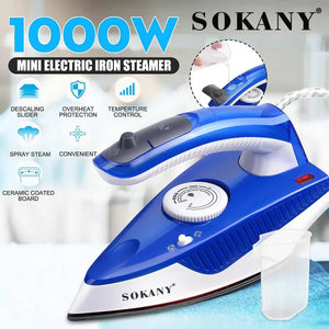 Steam Iron for Clothes, 1000 Watt Clothing Iron Steamer, Titanium Infused Ceramic Sole Plate, Self Clean, Even Heat Distribution - Stereotech