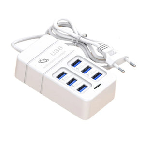 35W Type C USB Plug 6 Ports Power Strip Charger Station USB Splitter Fast Charger Phone Charging Plug For iPhone Xiaomi Samsung