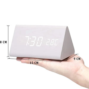 Alarm Clock for Bedrooms Bedside Table Wooden Desk Decor Wake Up Table Clock With Temperature Led Digital Clock Light Dawn