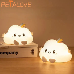 Night Light Cute Animal Panda Rabbit Duck Lovely Silicone Lamp Cloud Star Christmas Gift for Kids USB Recharge Warm Soft Light