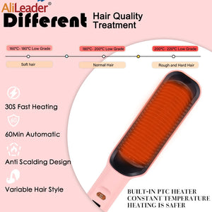 Multifunctional White Pink Ionic Hair Straightener Brush Fast Heating Curler Straightener Comb Styler Electric Fast Heating Comb