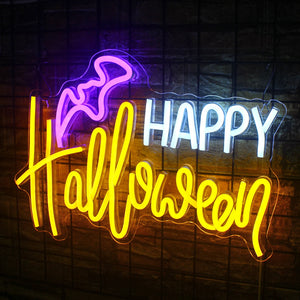 Halloween Neon Sign Pumpkin Lantern Led Light Up Signs USB Powered Halloween Party Decor Spooky Boo Neon Sign Wall Decor Gift