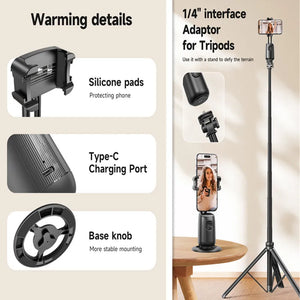 COOL DIER Gimbal Stabilizer for Mobile Phone AI 360 Follow Selfie Stand with lights Face Tracking Desktop Gimbal for Cellphone