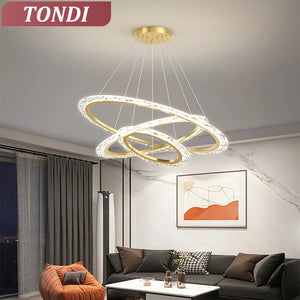 Nordic LED Chandelier Used In Living Room Dining Room Bedroom Kitchen Light Luxury Style Ring Ceiling Chandelier Decoration Home