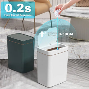 15/18L Smart Sensor Trash Can Garbage Bucket Waterproof Narrow Seam Automatic Trash Bin Wastebasket for Kitchen Toilet Bedroom