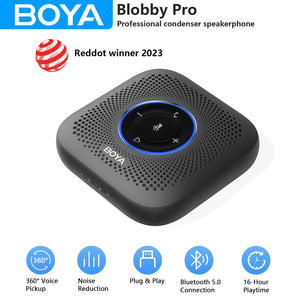 BOYA Blobby Pro Bluetooth Speakerphone with 4 Mics Noise Reduction USB Conference Microphone for Meeting Online Classe Streaming