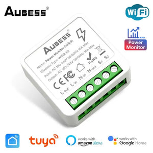 16A Tuya Smart WiFi Switch,2-way Mini Light Switch Power Metering Breaker,For Alexa,Google Home,Yandex Alice,Smart Life Control