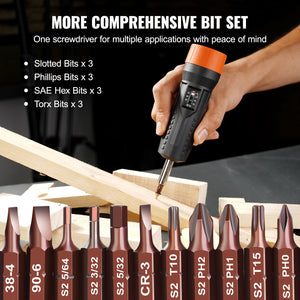 VEVOR 1/4" Torque Screwdriver Drive Screwdriver Torque Wrench, Driver Bits Set with View Window 10-70 in-lbs Torque Range