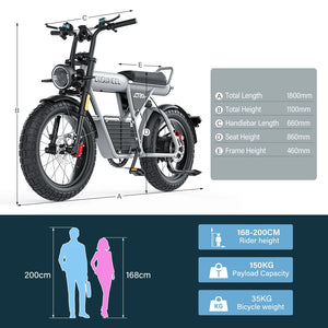 Coswheel Electric Bike CT20S 2000W Motorcyle Drit bike Ebike 20 Inch Fat Tire Bicycle 60V 27.5AH Bikes Adult Electric Bicycle