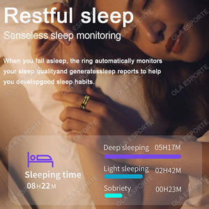 2024 New Smart Ring Men Blood Oxygen Heart Rate Sleep Monitor IP68&3ATM Waterproof Intelligent Health Ring Women For Android IOS