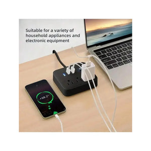 1PC power strip, power strip surge protector, 3 AC outlets 3 USB 1 power button, flat plug, desktop charging station with overlo