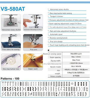 110-220V Heavy-duty Metal Sewing Machine 99 Types Of Zigzag Patterns With Locking Edges Electron Household Clothing Sewing Tool