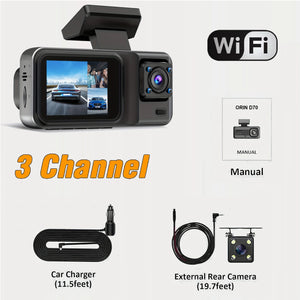 3 Channel Car DVR HD 1080P 3-Lens Inside Vehicle Dash CamThree Way Camera DVRs Recorder Video Registrator Dashcam Camcorder