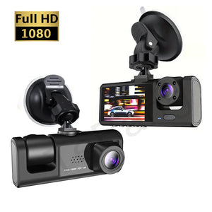 Dash Cam 1080P Car Video Recorder W/ IR Night Vision Loop Recording & 2" IPS Screen 1080P 3 Camera Black Box