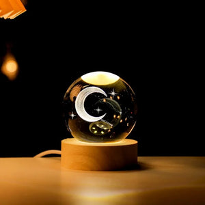 LED Crystal Ball Table Lamp USB Night Light 3D Moon Planet Galaxy Decor for Home Table Lamp Party Toys for Kids Adult Xmas Gifts