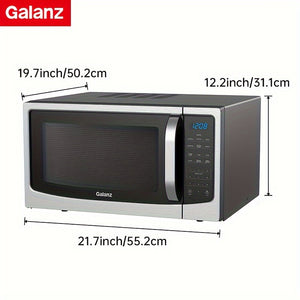 Galanz Countertop Microwave Oven 1.6 Cu Ft With Removable Turntable 1100W 6 Auto Menus Stainless Steel