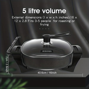 Upgrade Your Kitchen With This Premium Electric Skillet - Non Stick, Glass Lid & 1360 Watts