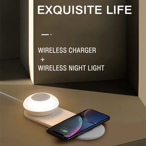 Led Light with Wireless Charger for Iphone Samsung Huawei Smartphone Wireless Charger Table Lamp Wireless Charging Pad