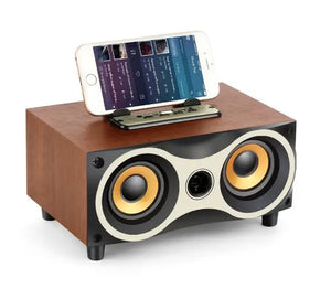 Wooden Wireless Bluetooth Speaker Subwoofer Stero Desktop Speakers Support FM Radio AUX U-Disk MP3 Caixa De Som with MIC