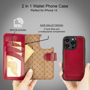 Apple iPhone 14 Detachable Leather Wallet Case - Stereotech