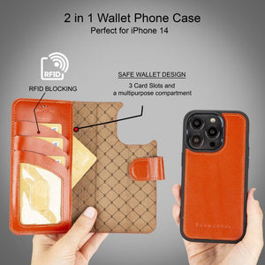 Apple iPhone 14 Detachable Leather Wallet Case - Stereotech