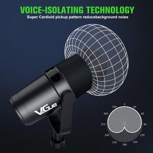 Vocal Dynamic Microphone For Podcasting, Gaming, Recording & Live Streaming, All Metal USB/XLR Cardioid Mic With Tap-to-Mute Button, Built-in Headphone Output, Voice-Isolating Technology Black Eid Al-Adha Mubarak